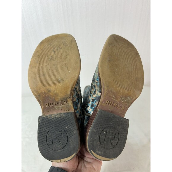 ROPER Little Girls GLITTER LEOPARD Square Toe Western Cowgirl Boots Size 9 - Picture 5 of 6